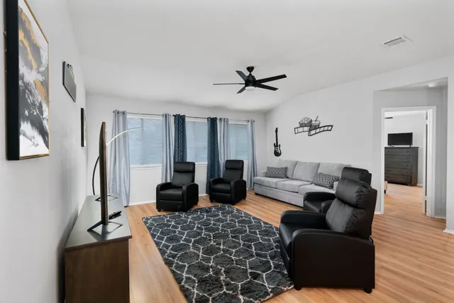 a living room with furniture