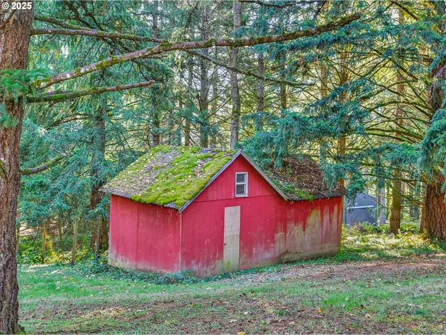 a backyard of a house with lots of green space