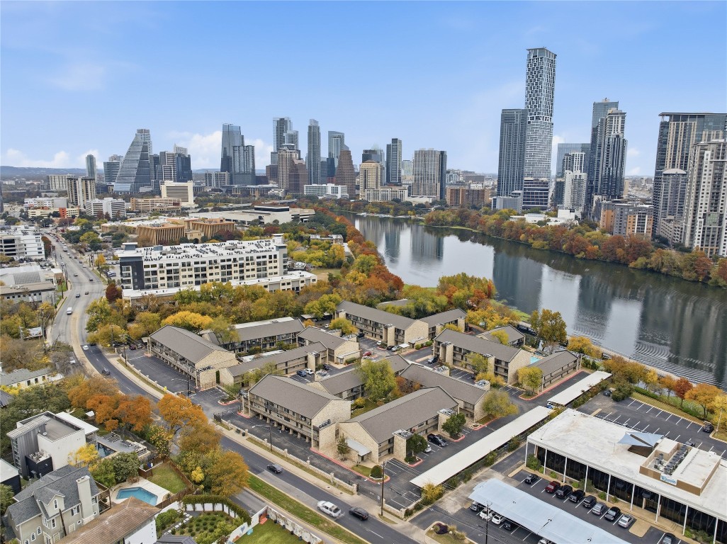 a view of a city with tall buildings
