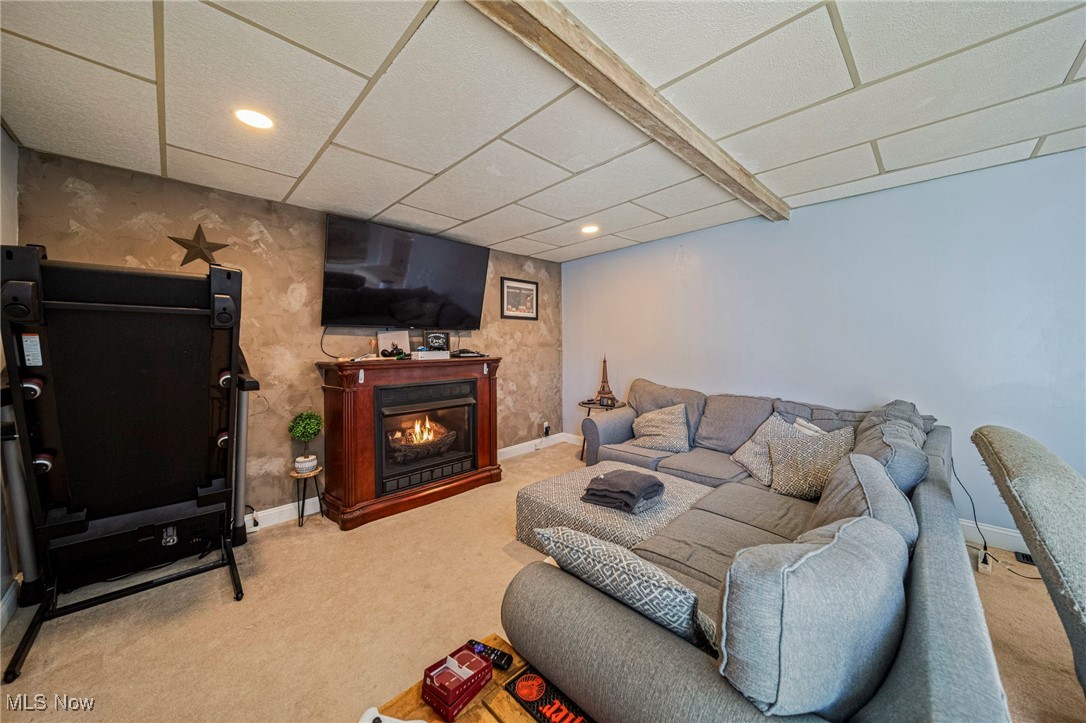 617 Pendley Road Willowick, OH 44095 - Photo 14 of 44 Living room featuring a paneled ceiling and carpet