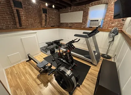 a view of a room with gym equipment