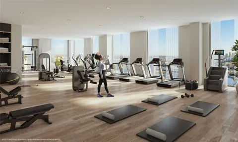 a view of a room with gym equipment