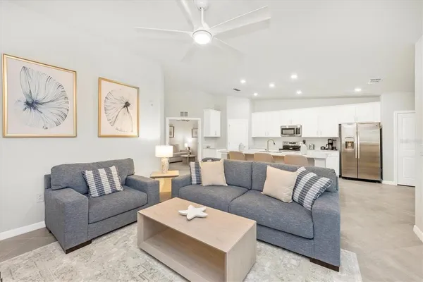 a living room with furniture