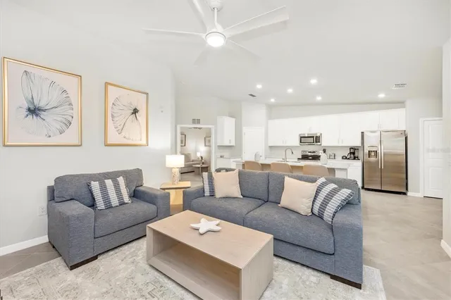 a living room with furniture