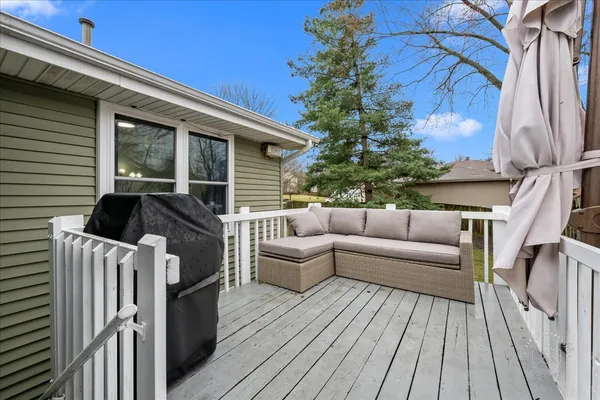 a front view of a house with patio