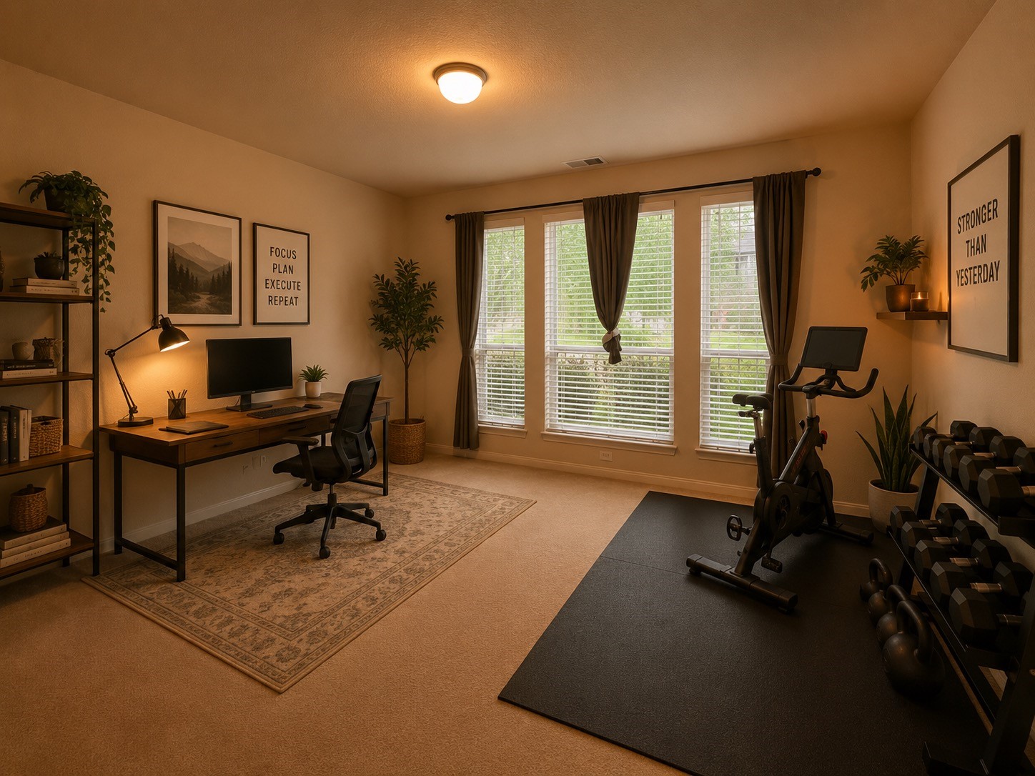 5410 Peppermint Lane Baytown, TX 77521 - Photo 5 of 22 Virtually staged to showcase a home office and fitness room concept.