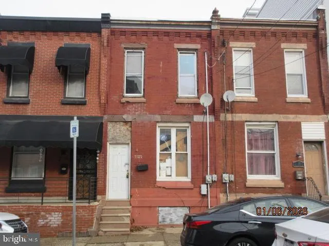 front view of a brick building