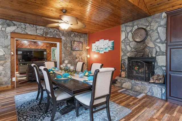 a view of a chairs and table in the patio