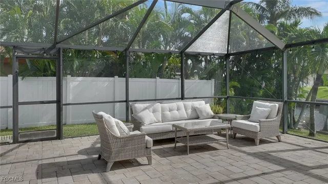 a balcony with furniture