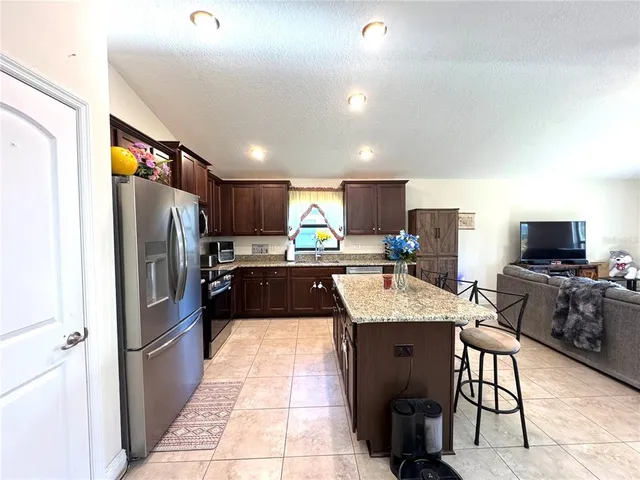 a large kitchen with lots of counter top space