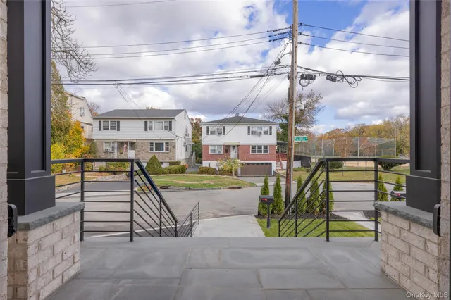a view of a yard with a slide