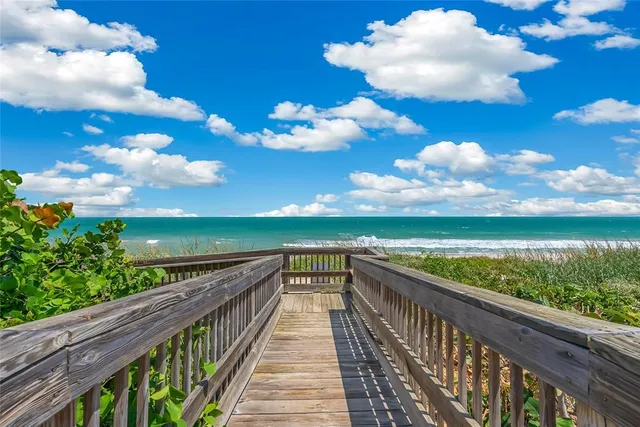 a view of an ocean from a yard