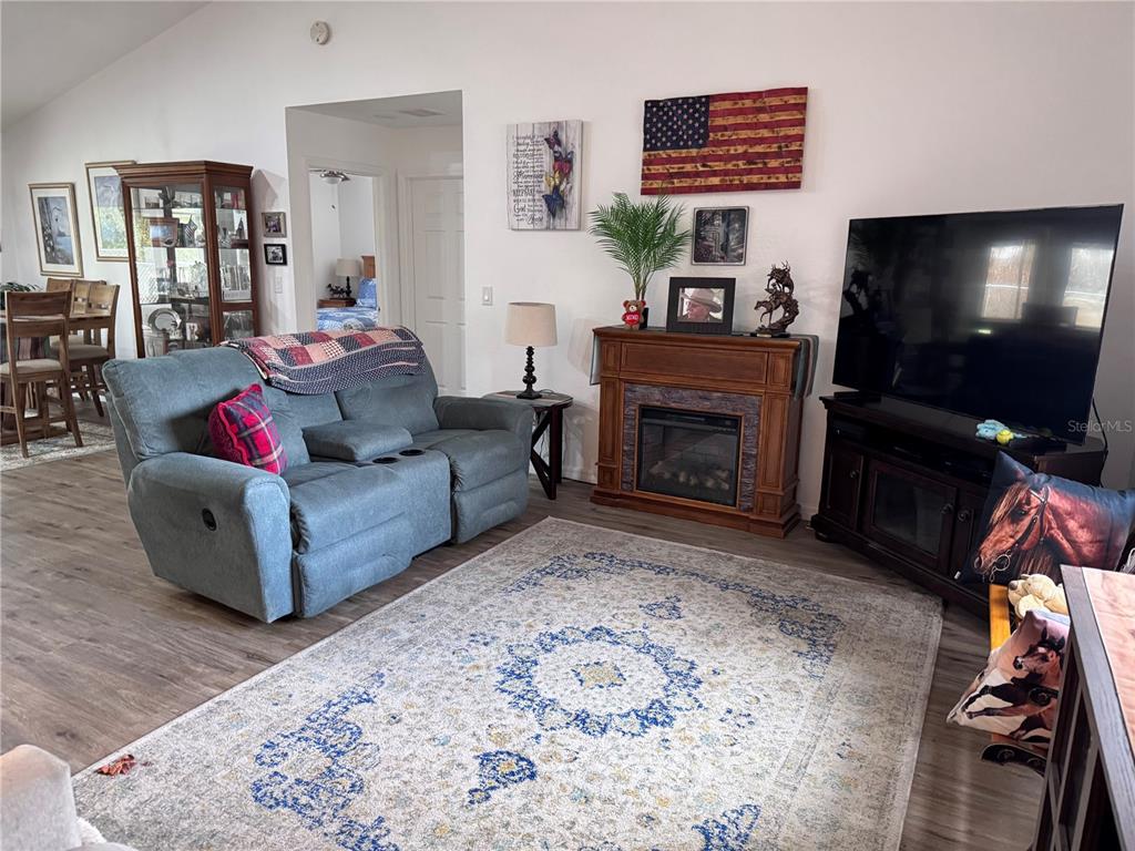 1855 North Berkley Road Avon Park, FL 33825 - Photo 3 of 28 a living room with furniture a flat screen tv and a fireplace