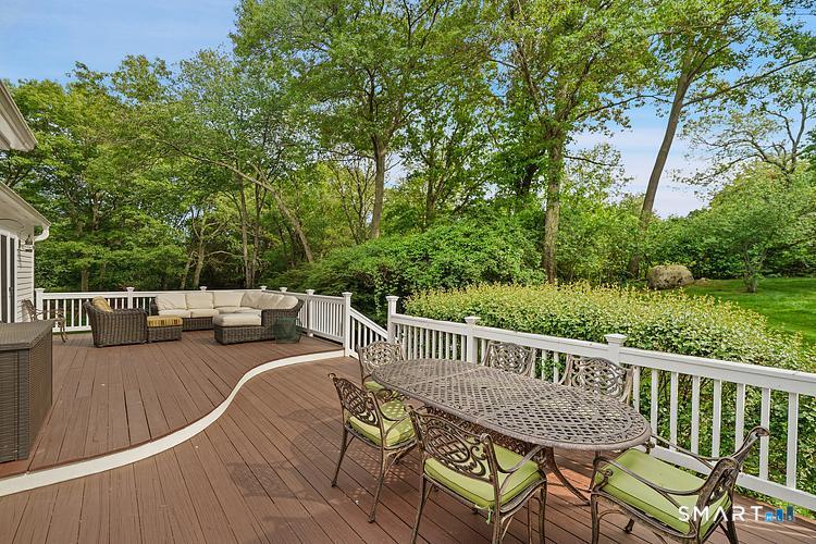 2 Grassy Plains Road Westport, CT 06880 - Photo 17 of 40 Deck with views to lower lawn and play area