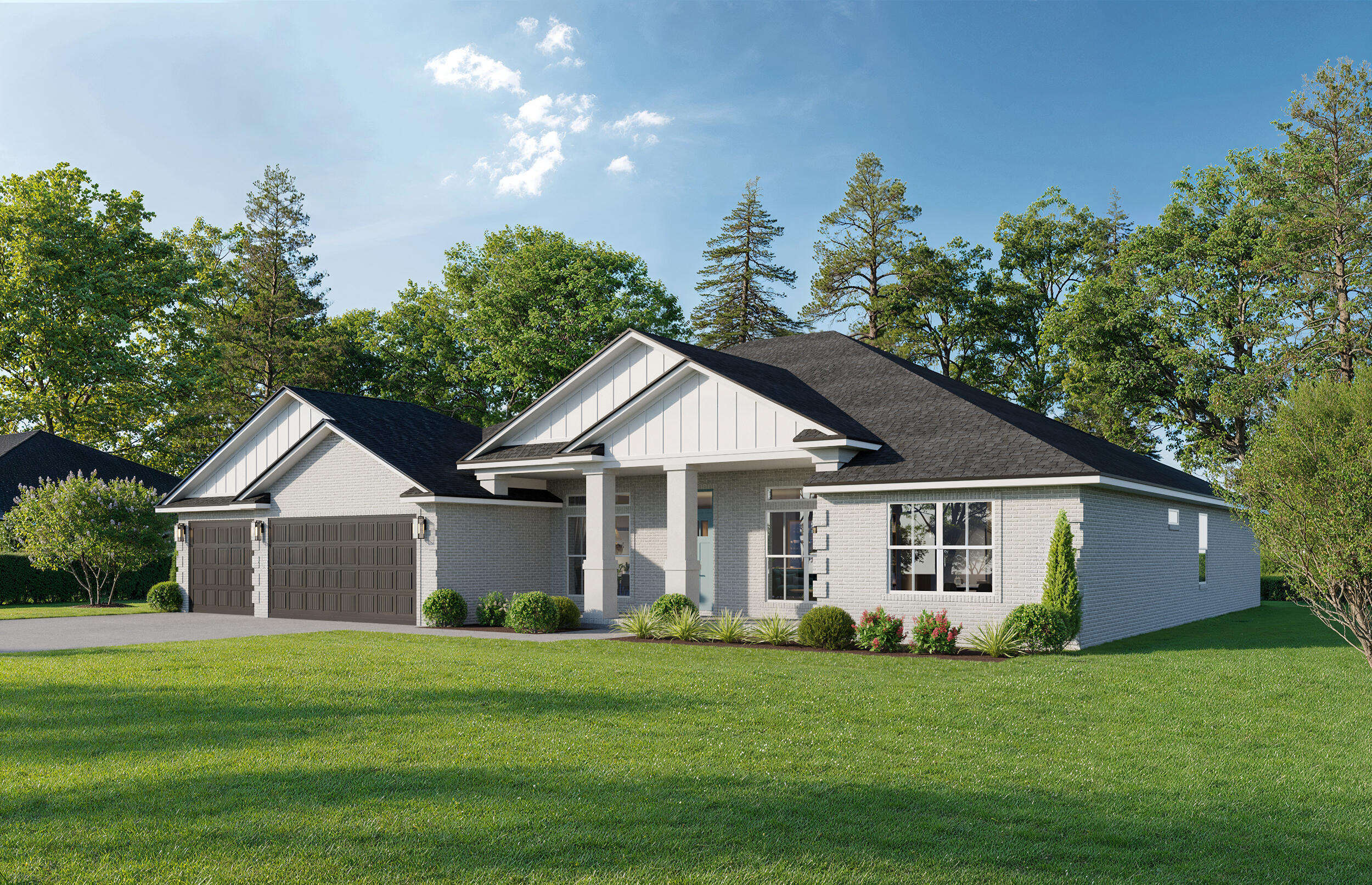 a front view of a house with a garden and porch