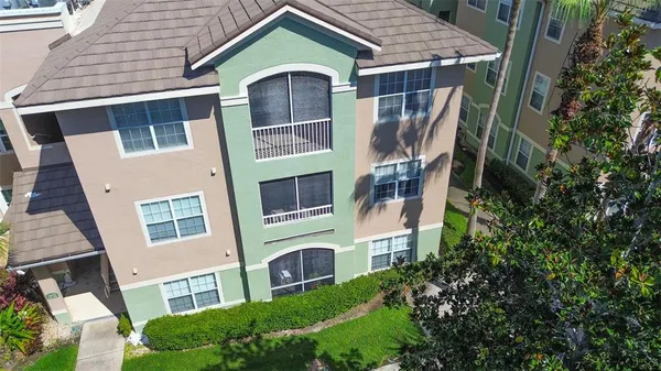 a aerial view of a house with balcony