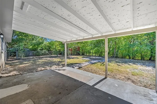 a view of backyard with large tree