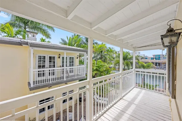 a view of a building from a balcony