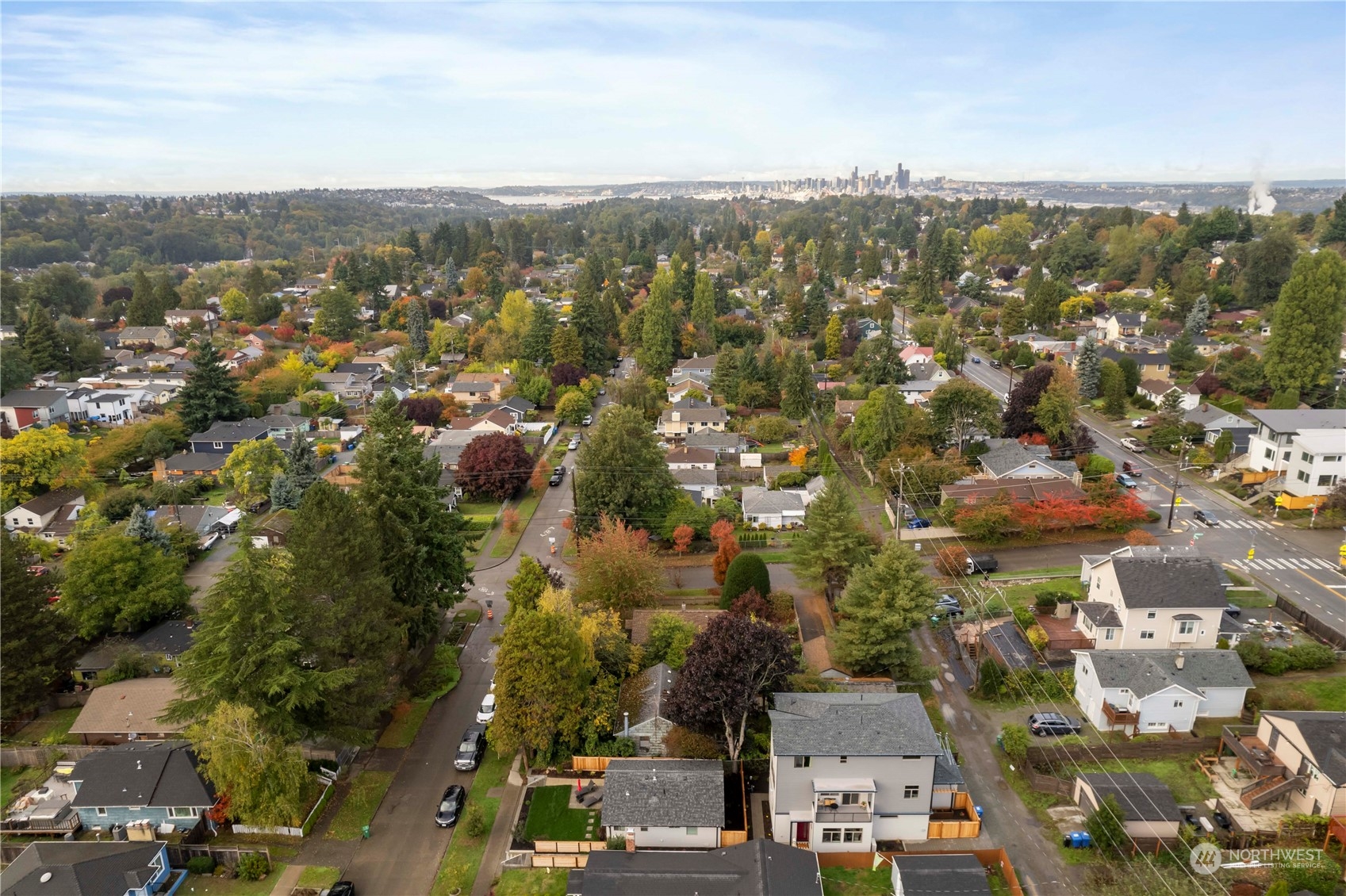 8410 17th Avenue Southwest, Unit B Seattle, WA 98106 - Photo 17 of 18 an aerial view of residential houses with city view