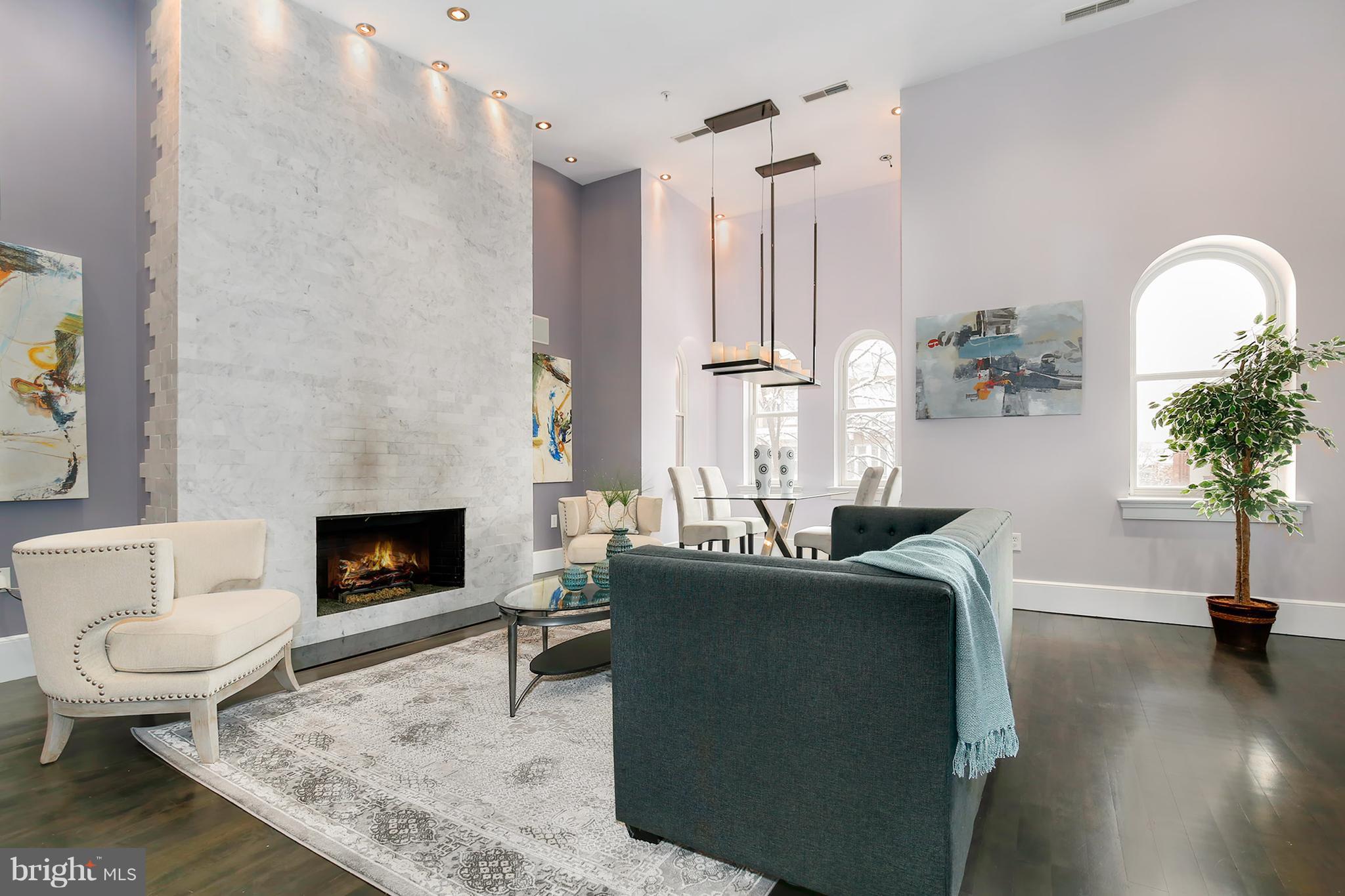 1433 R Street Northwest, Unit 4 Washington, DC 20009 - Photo 2 of 27 a living room with furniture a fireplace and a potted plant