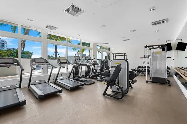 a view of a room with gym equipment