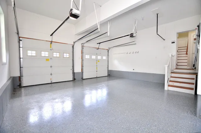 a view of a garage with furniture