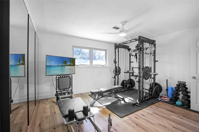 a view of a room with gym equipment