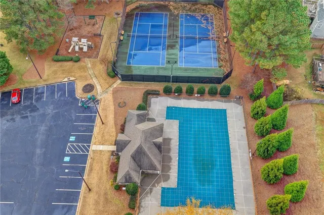 an aerial view of a house