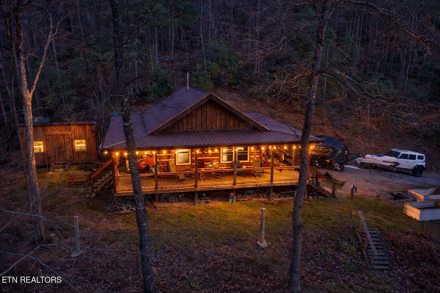 Twilight at the cozy cabin