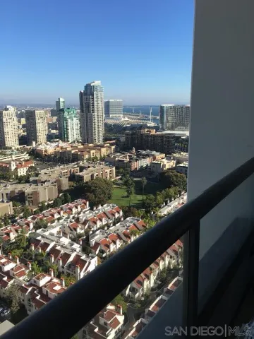 a city view from a balcony
