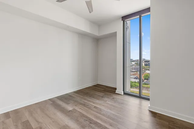 a city view with tall buildings