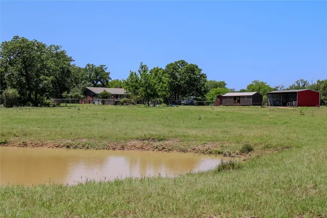 a view of a lake with a mountain in the background