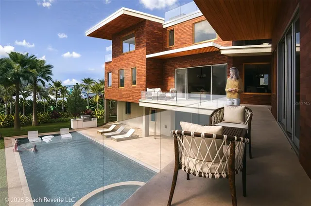 a view of a patio with table and chairs with wooden floor and fence