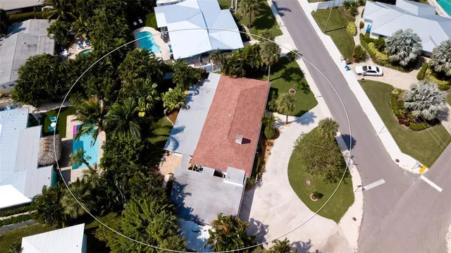 an aerial view of a house