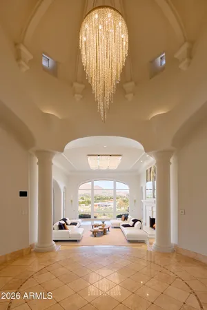 a bathroom with a sink vanity and mirror