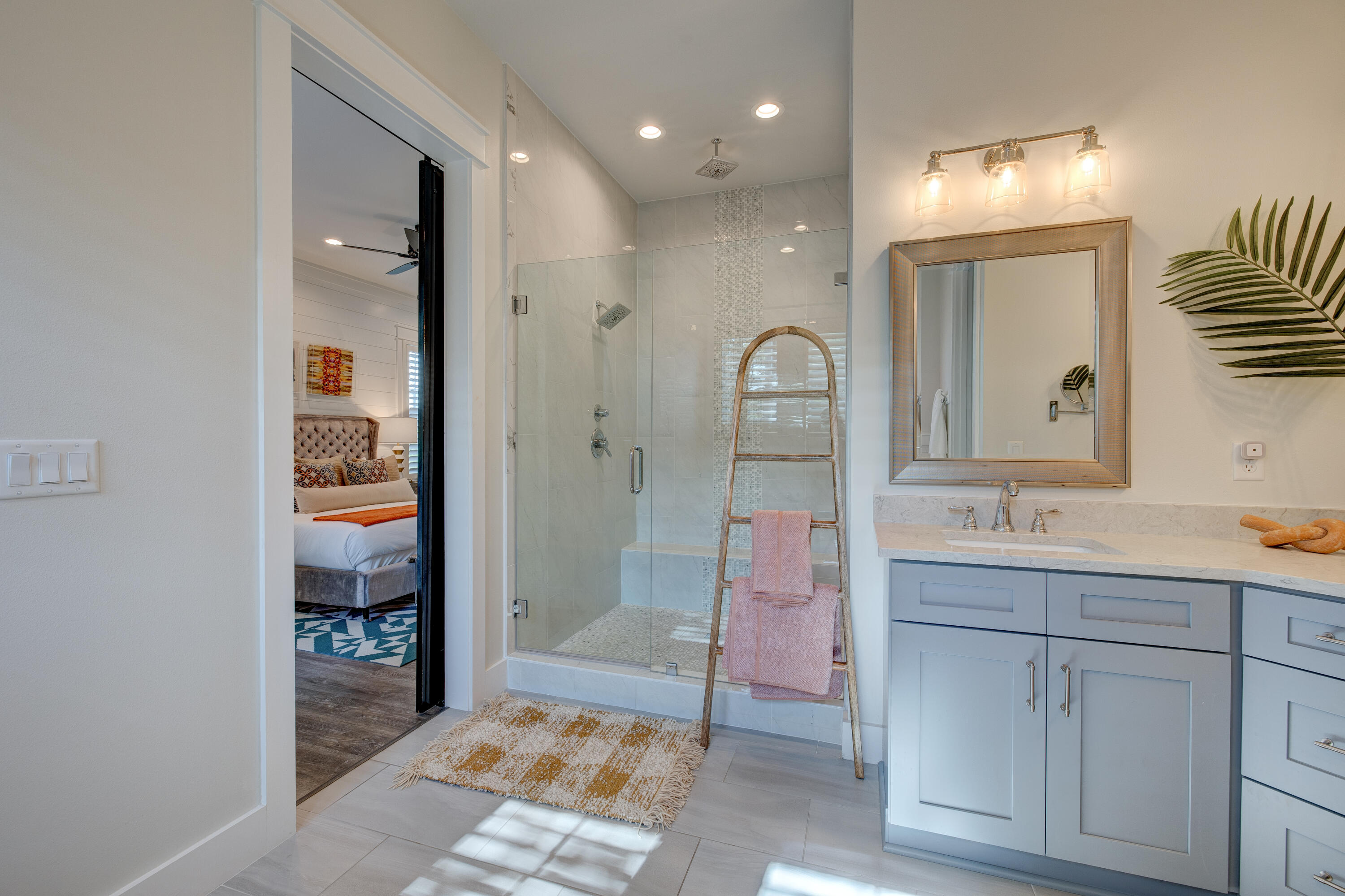 34 Gulfview Way Santa Rosa Beach, FL 32459 - Photo 48 of 54 a bathroom with a sink a light fixture and a mirror