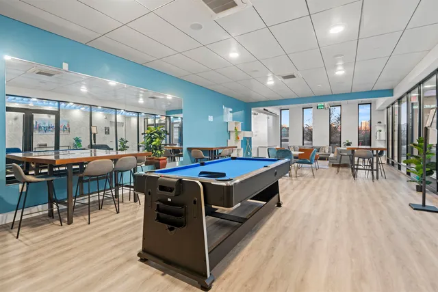 a view of a lobby with furniture