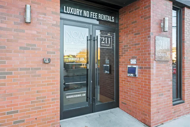 a red building on a city street
