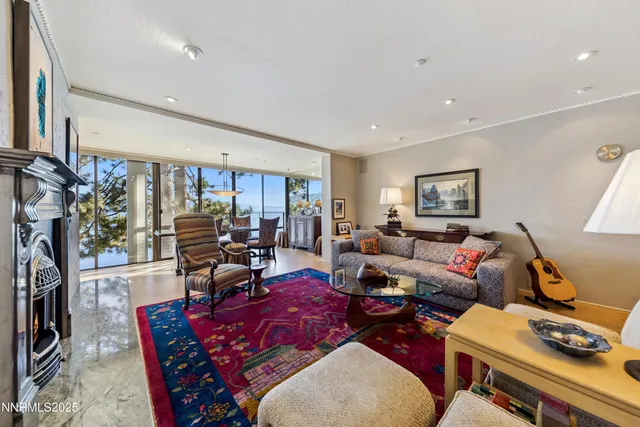 a view of a lake with a yard