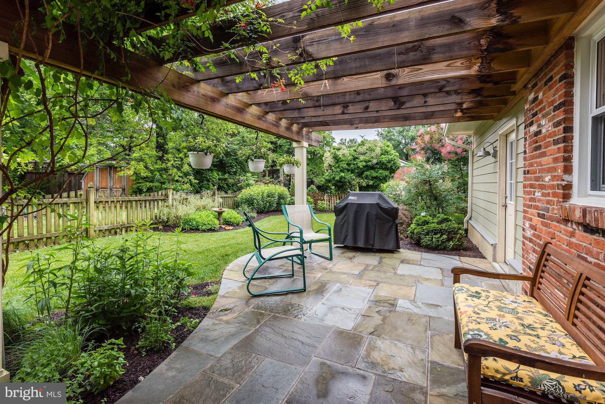 8006 New Market Road Alexandria, VA 22308 - Photo 16 of 37 Slate Patio with Pergola