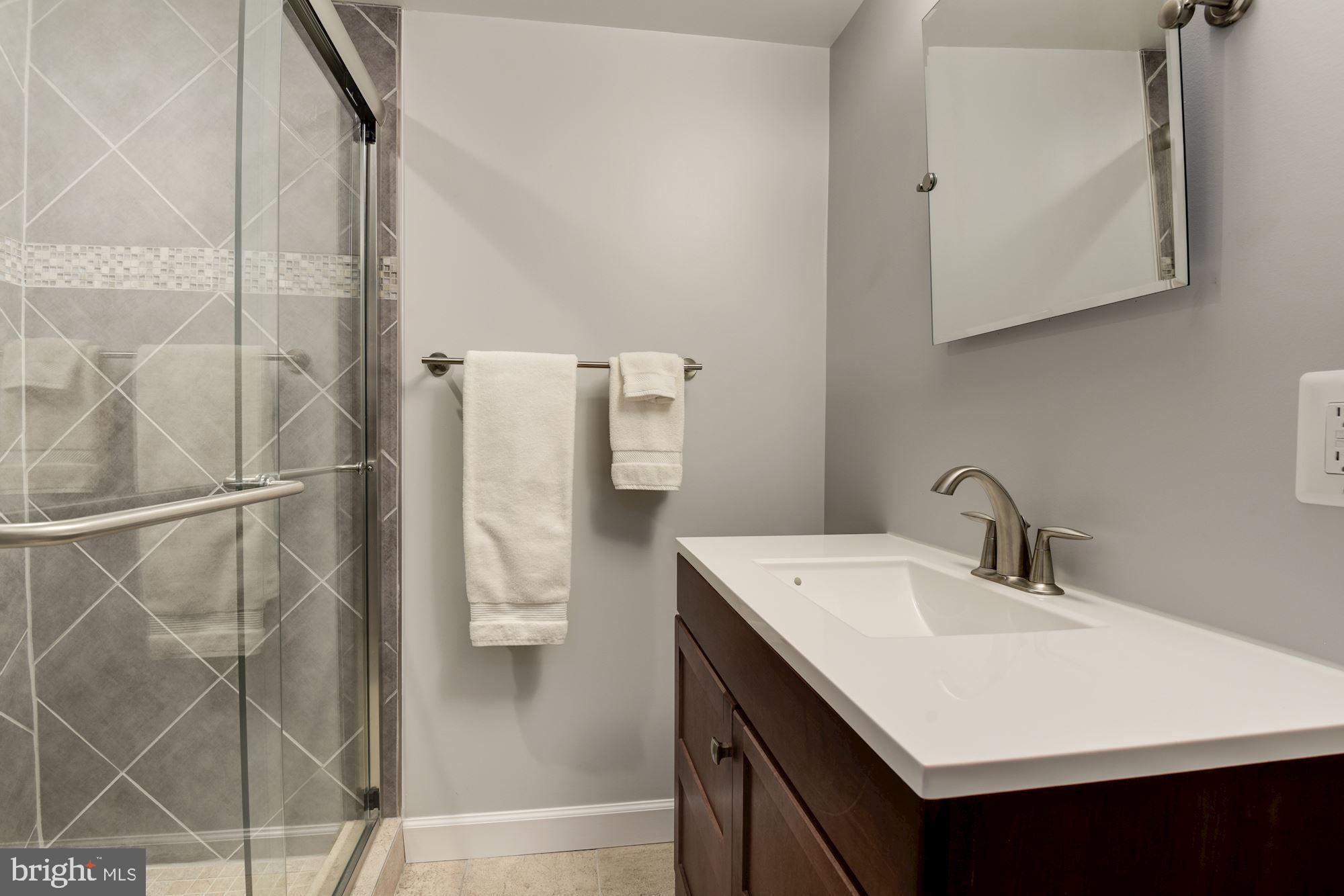 8006 New Market Road Alexandria, VA 22308 - Photo 23 of 37 Main Level Bathroom-Walk -in Shower. Glass Door.
