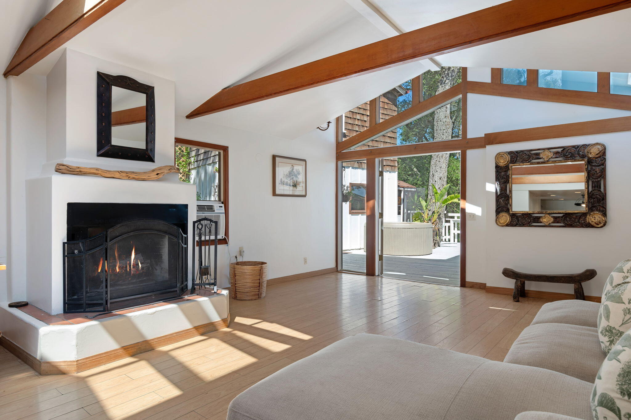 279 Rosario Park Road Santa Barbara, CA 93105 - Photo 6 of 49 a living room with furniture a fireplace and a flat screen tv