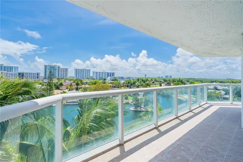 a view of a balcony with city view