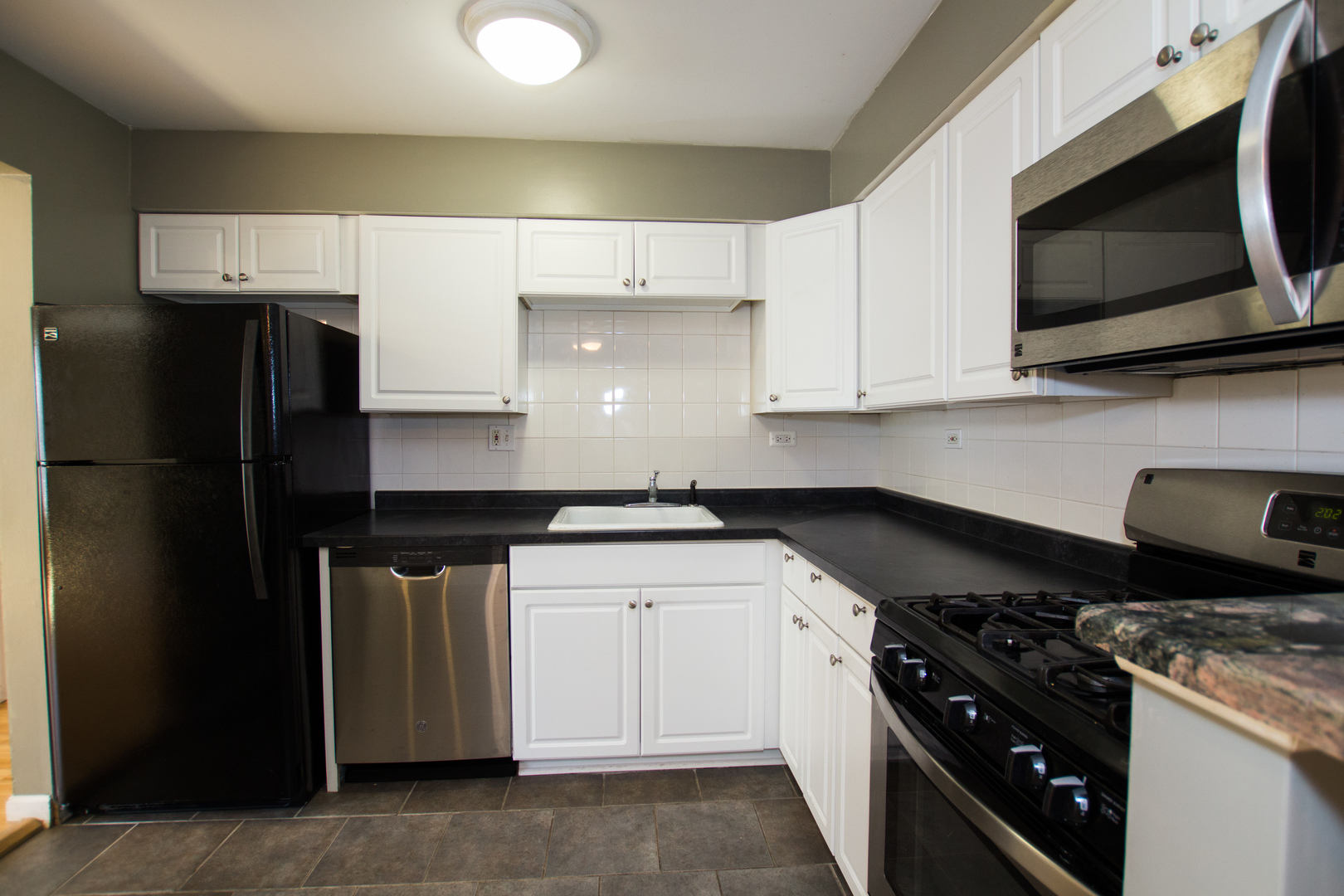 301 Chicago Avenue, Unit 1SW Oak Park, IL 60302 - Photo 6 of 12 a kitchen with stainless steel appliances a stove microwave and refrigerator