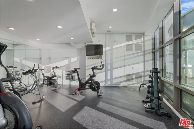 a view of a room with gym equipment