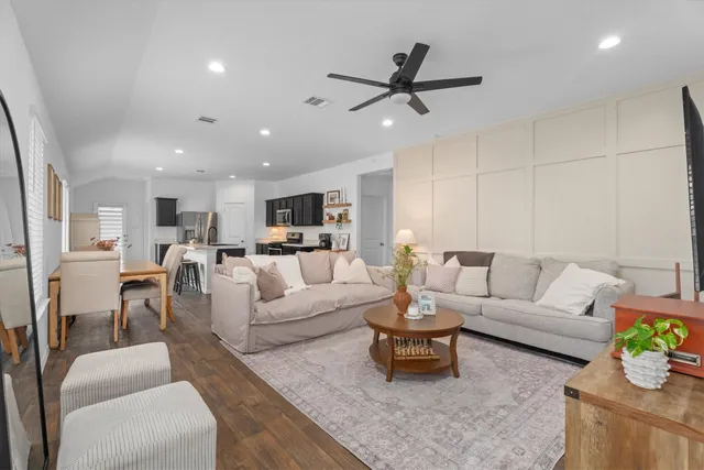 a living room with furniture