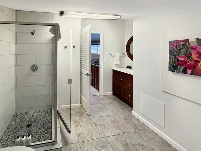 a bathroom with a shower