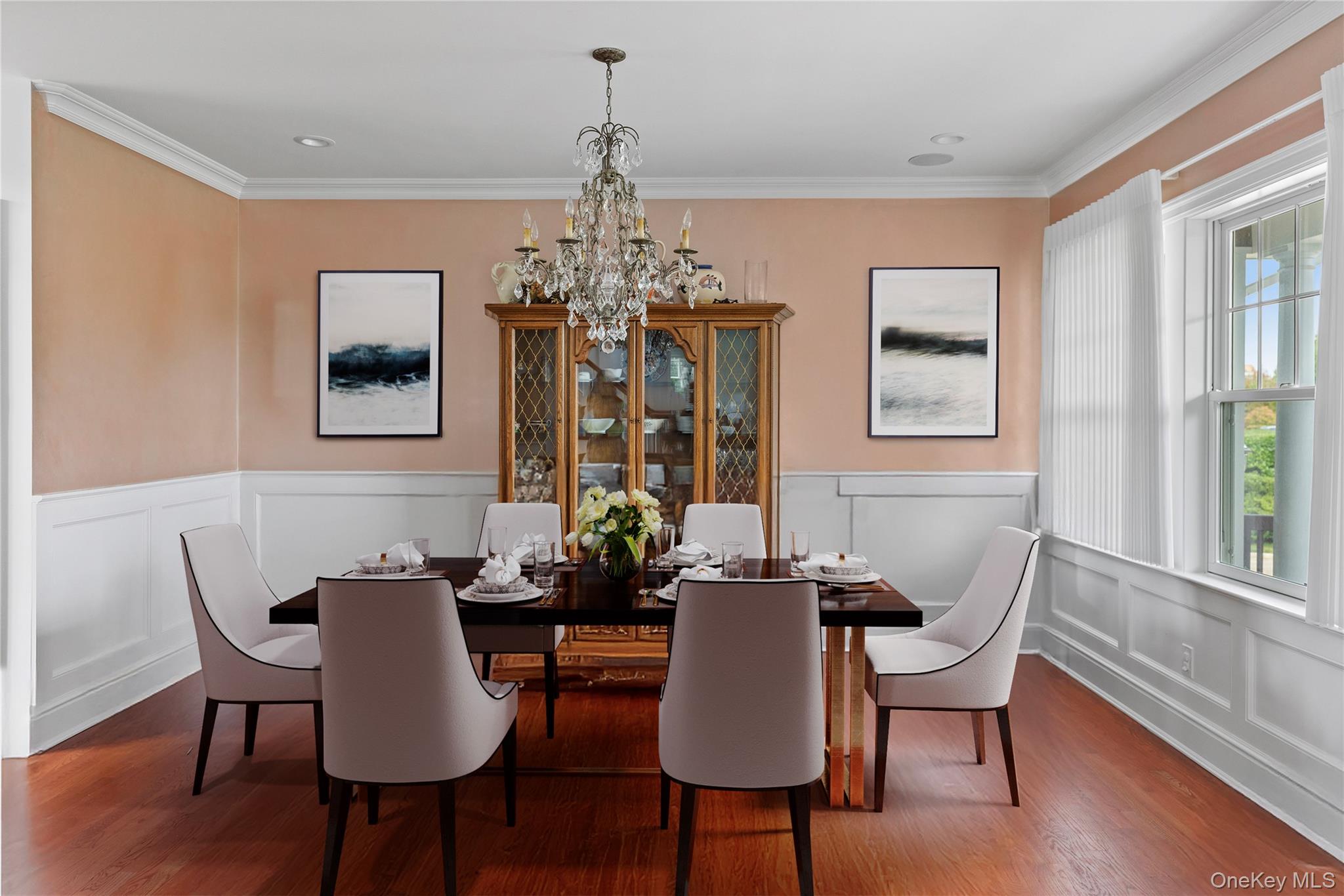 4 Spring Lane Southampton, NY 11968 - Photo 15 of 39 a view of a dining room with furniture wooden floor and chandelier