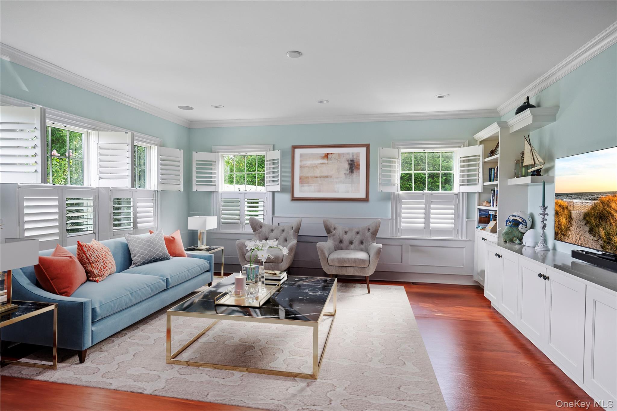 4 Spring Lane Southampton, NY 11968 - Photo 6 of 39 a living room with furniture and a flat screen tv