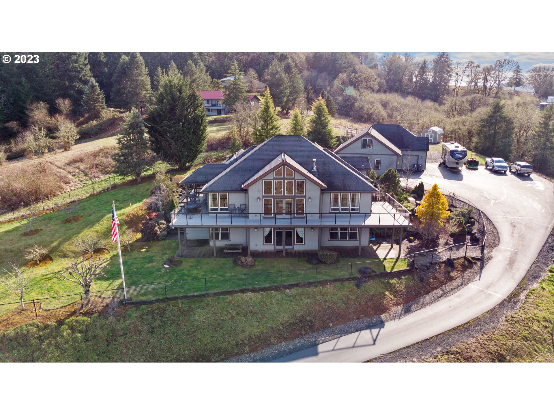 16755 Southwest Masonville Road McMinnville, OR 97128 - Photo 27 of 32 a view of house with a garden and a swimming pool
